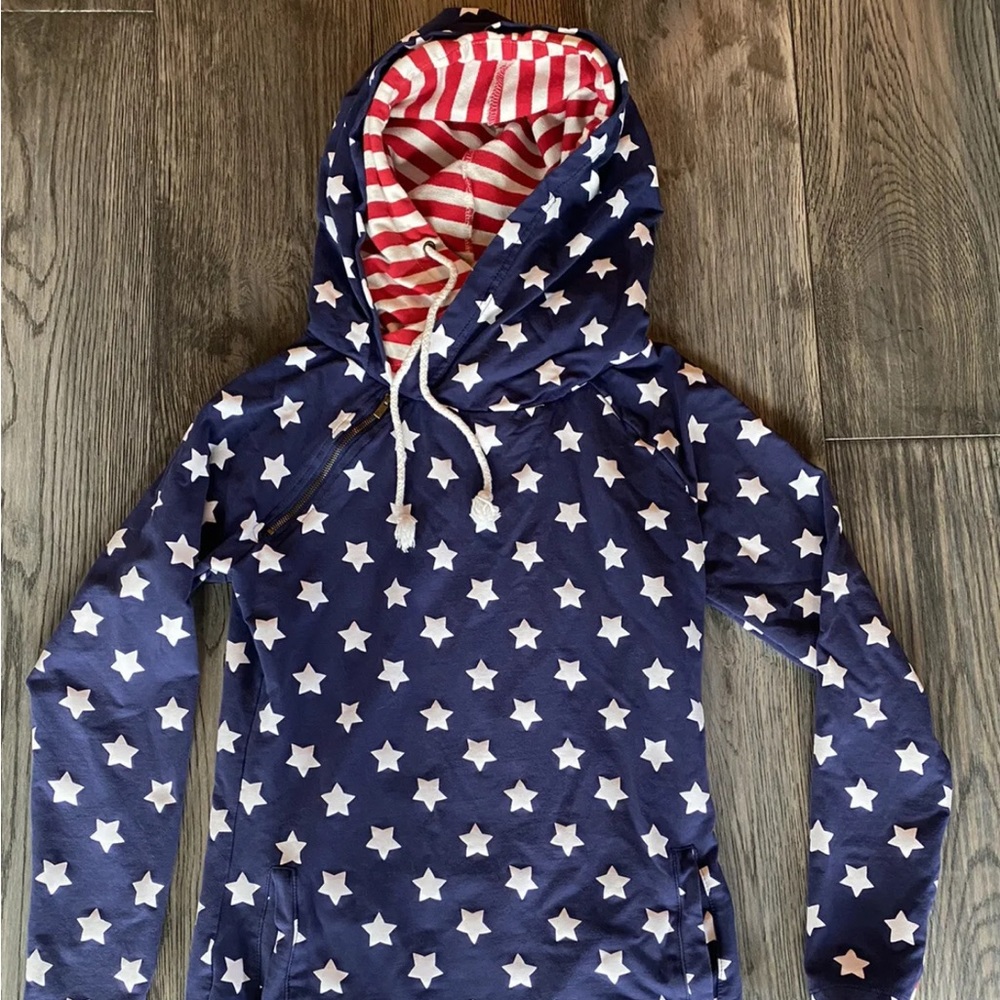 Ampersand Stars & Stripes - Red, White & Blue Double Hoodie - Size: Small